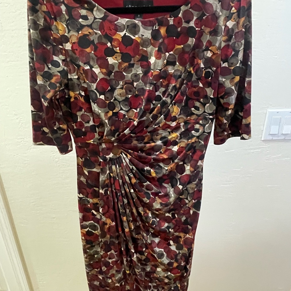 Connected Apparel Red and Black Long Sleeve Dress